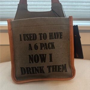 Canvas Small Tote Bag with Leather Accents